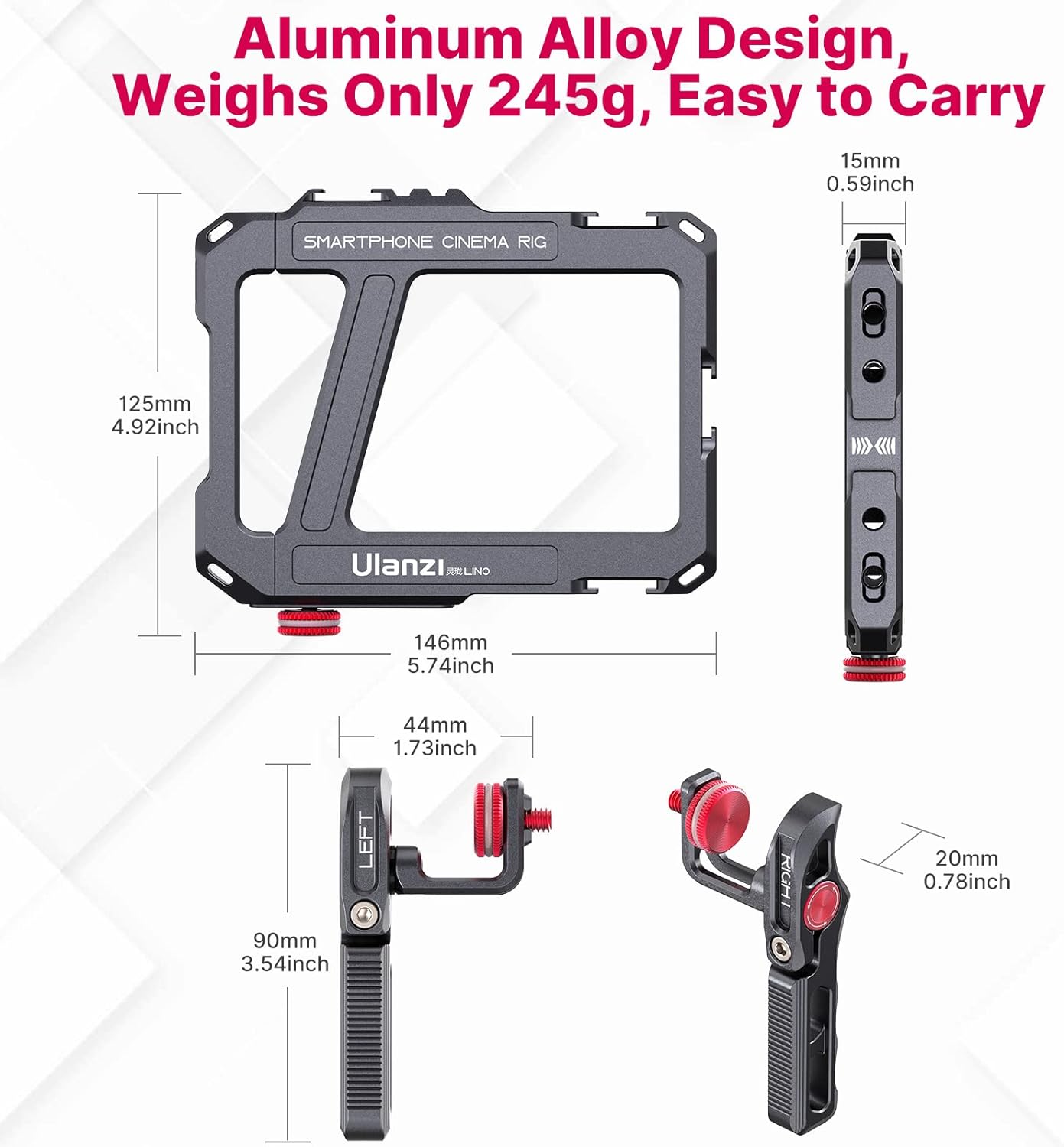 ULANZI Smartphone Video Rig with Handle, LINO Filmmaking Case Aluminum Alloy Phone Video Stabilizer Grip Tripod Mount for Video Maker Videographer with Cold Shoe for iPhone 13 Mini Pro Max 8 Plus