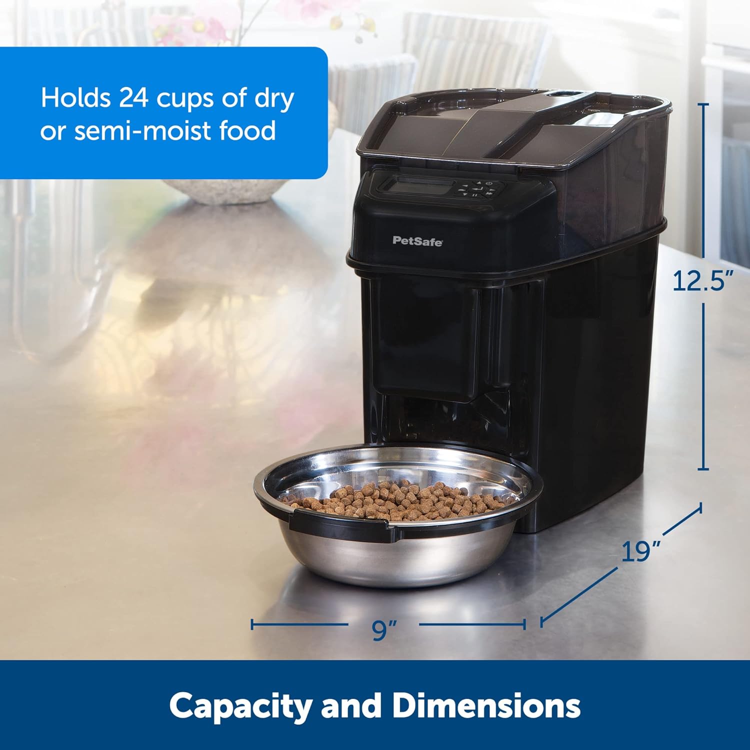 PetSafe Healthy Pet Simply Feed - Automatic - Headquartered in Knoxville, TN - Automatic Dog Feeder from the Engineers of the Smart Feed & Dancing Dot - 1-Year Comprehensive Protection Plan,Black