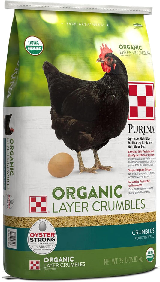 Purina | Nutritionally Complete Non-GMO Organic Layer Hen Feed Crumbles - Chicken Feed | 35 Pound (35 lb.) Bag