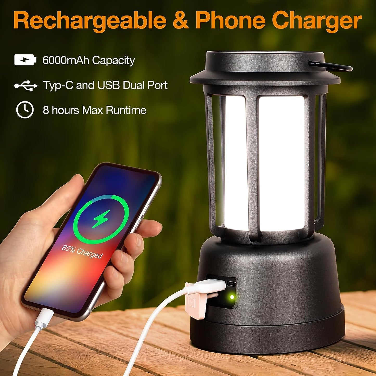 Camping Lantern, CT CAPETRONIX Lanterns for Power Outages 6000mAh, IPX5 Waterproof, Rechargeable Camping Lantern with Hand-Cranked, Solar Lantern Camping Essentials for\/Tent\/Hiking