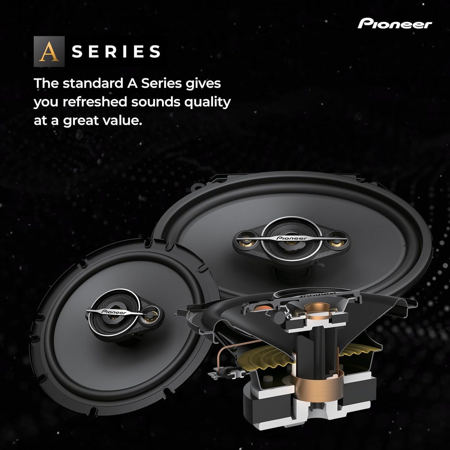 PIONEER A-Series TS-A6881F, 4-Way Coaxial Car Audio Speakers, Full Range, Clear Sound Quality, Easy Installation and Enhanced Bass Response, Black 6\u201D x 8\u201D Oval Speakers