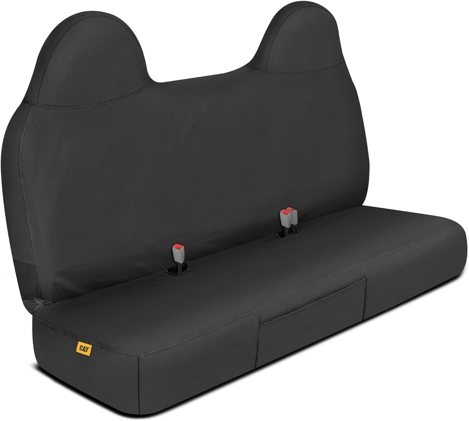 Caterpillar Custom Fit Front Bench Seat Cover with Utility Pockets for Ford F250 \/ F350 \/ F450 \/ F550 (1999-2007) - Durable Black Oxford Super Duty Interior Truck Seat Cover