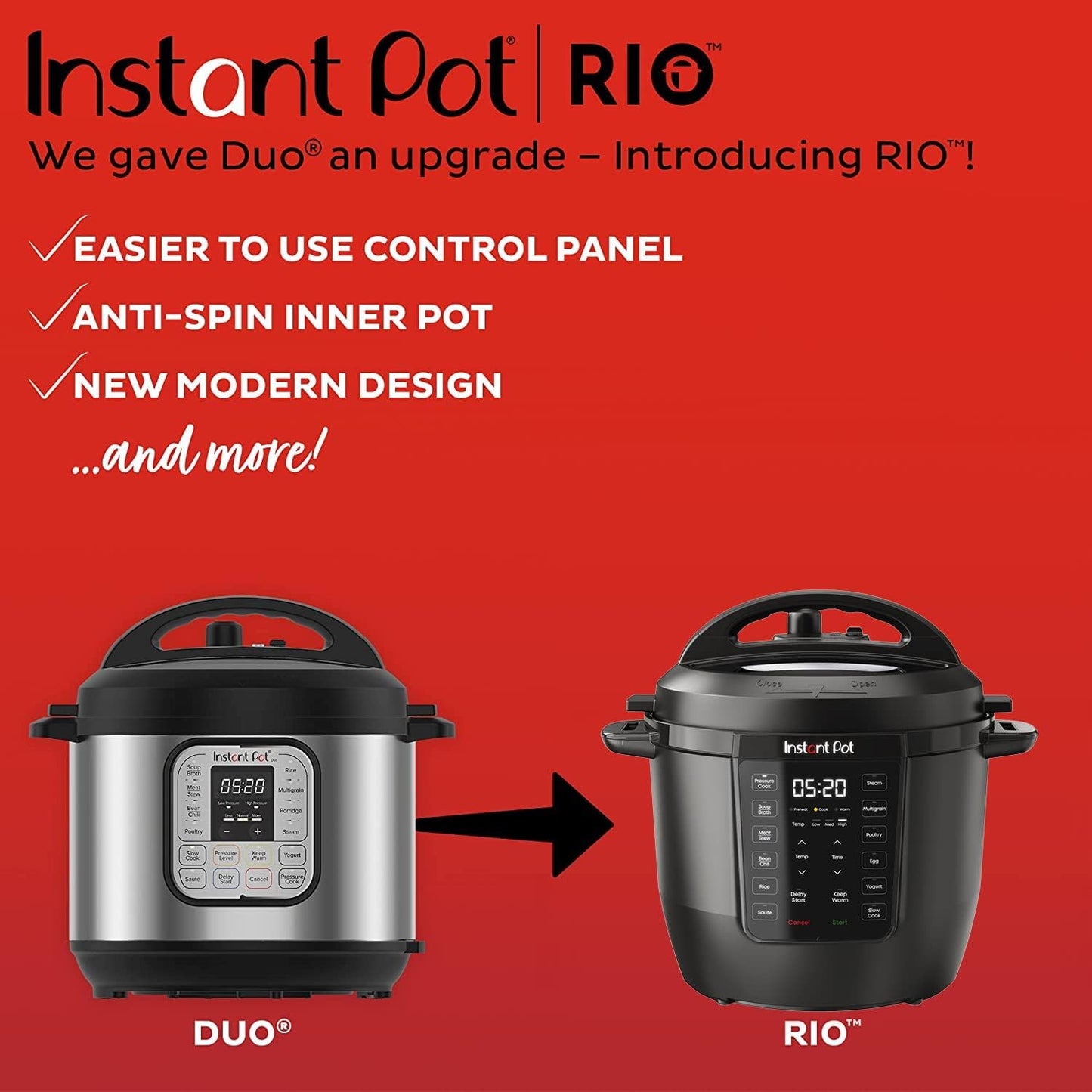 Instant Pot RIO, 7-in-1 Electric Multi-Cooker, Pressure Cooker, Slow Cooker, Rice Cooker, Steamer, Sauté, Yogurt Maker, & Warmer, Includes App With Over 800 Recipes, 6 Quart