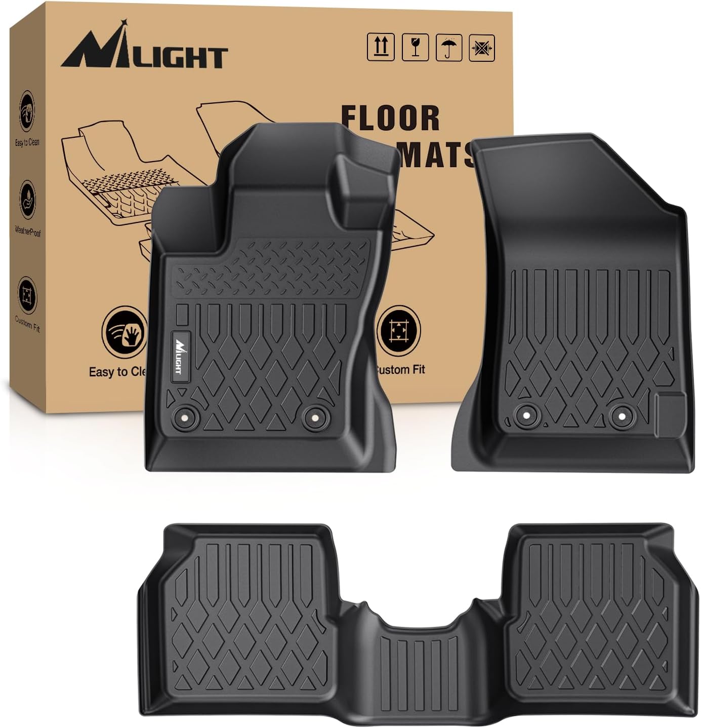 Nilight TPE Floor Mats for Jeep Compass 2017 2018 2019 2020 2021 2022 2023 2024,All Weather Custom Fit Heavy Duty Floor Liners