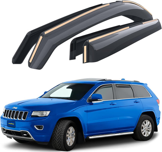 Goodyear Shatterproof in-Channel Window Deflectors for Jeep Grand Cherokee 2011-2020, Rain Guards, Window Visors for Cars, Vent Deflector, Car Accessories, 4 pcs - GY003442LP