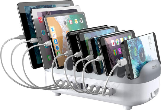 ORICO USB Charging Station, 120W Charging Docking Organizer for Multiple Devices, 10-Ports USB Charging Station Compatible with iPad, iPhone, Tablet, Kindle and Cell Phones (Cables not Included)