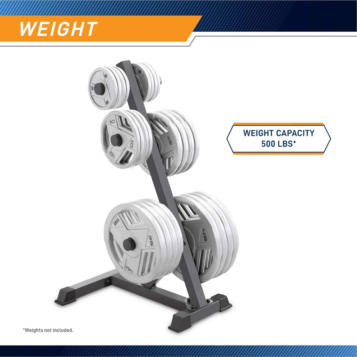 Marcy Olympic Weight Plate Tree Compact Exercise Equipment Storage Rack for 2-inch Weight Plates PT-45