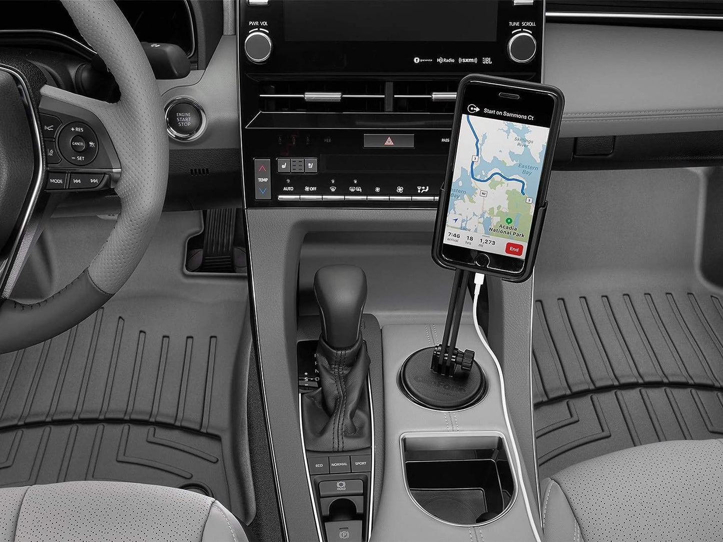 WeatherTech CupFone XL with Extension \u2013 Adjustable, Universal Cup Holder Phone Mount Accessory for Car \u2013 Compatible with iPhone & Other Smartphones \u2013 Open Access Design for Cell Phone Charging