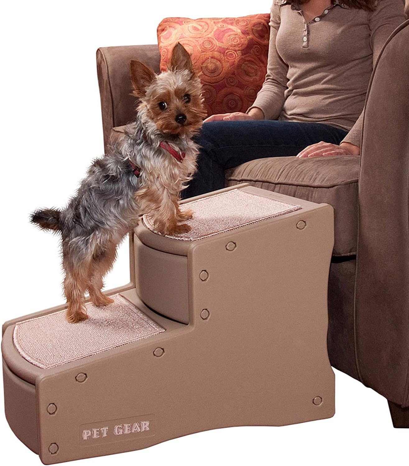Pet Gear Easy Step II Pet Stairs, 2 Step for Cats\/Dogs up to 150 Pounds, Portable, Removable Washable Carpet Tread, No Tools Required, Available in 5 Colors