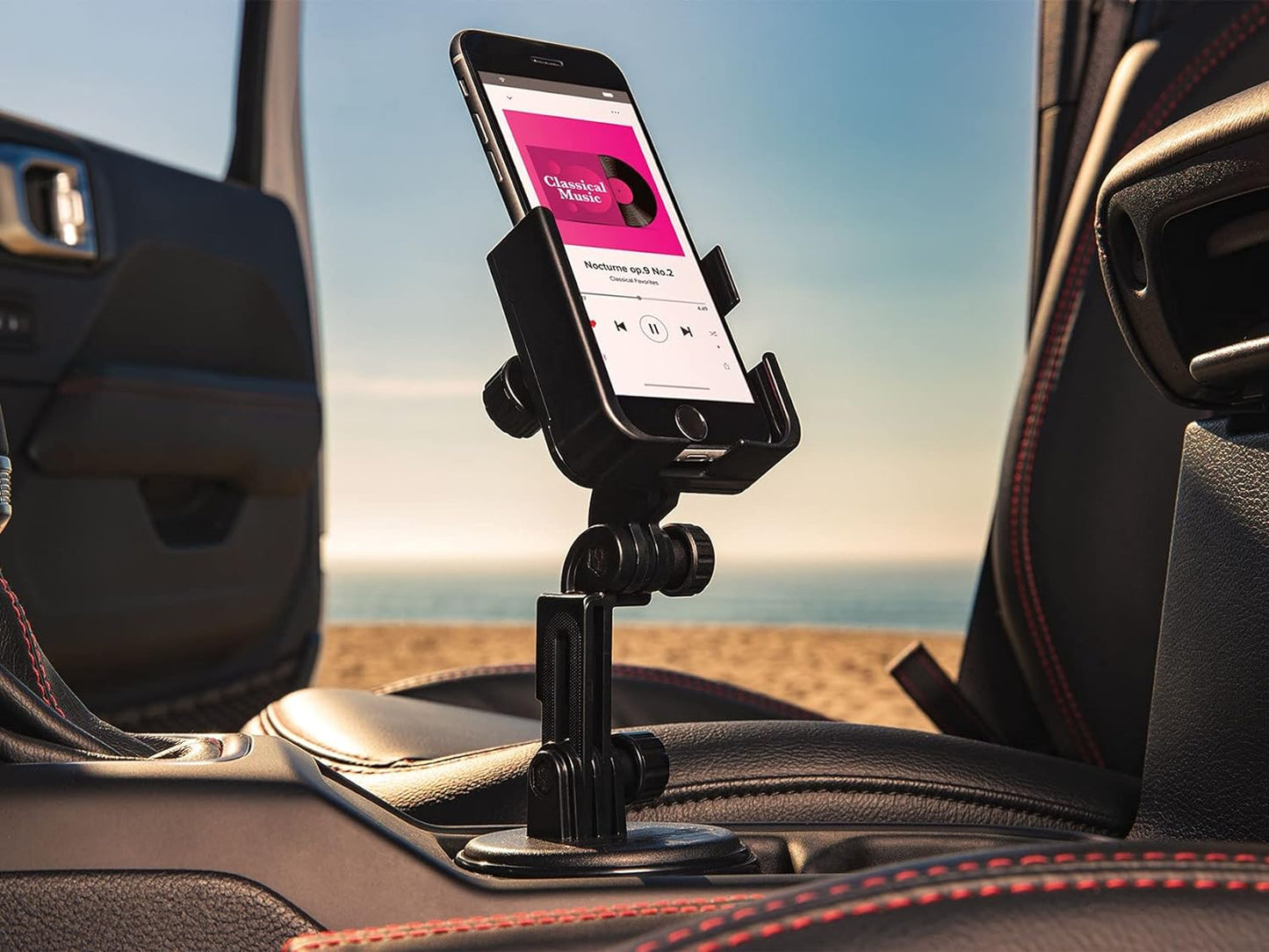 WeatherTech CupFone XL with Extension \u2013 Adjustable, Universal Cup Holder Phone Mount Accessory for Car \u2013 Compatible with iPhone & Other Smartphones \u2013 Open Access Design for Cell Phone Charging