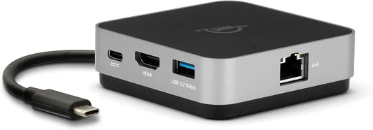 OWC USB-C Travel Dock E, 6 Port, Bus-Powered, USB Type-C 100W Pass Through, one 4K Display, (2) USB 3.2 Type-A, HDMI, SD Card, Gigabit Ethernet, Compatible with Thunderbolt Devices