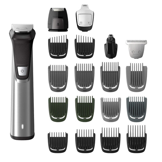 Philips Norelco Multigroomer All-in-One Trimmer Series 7000, 23 Piece Mens Grooming Kit, Trimmer for Beard, Head, Body, and Face, NO Blade Oil Needed, MG7750\/49