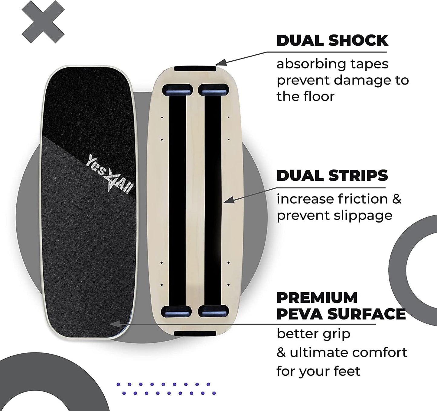 Yes4All Premium Surf Balance Board Trainer with Adjustable Stoppers for Improve Balance, Build Strength & Surf Trainer
