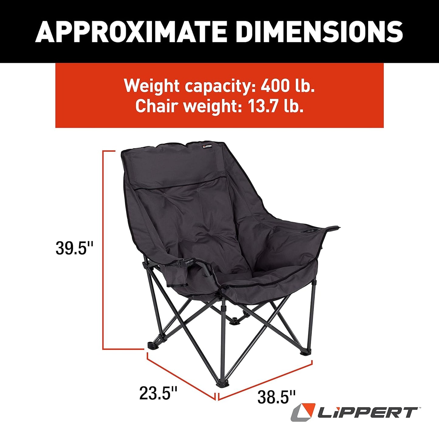 Lippert Components Big Bear Padded Camping Chair with Carry Bag