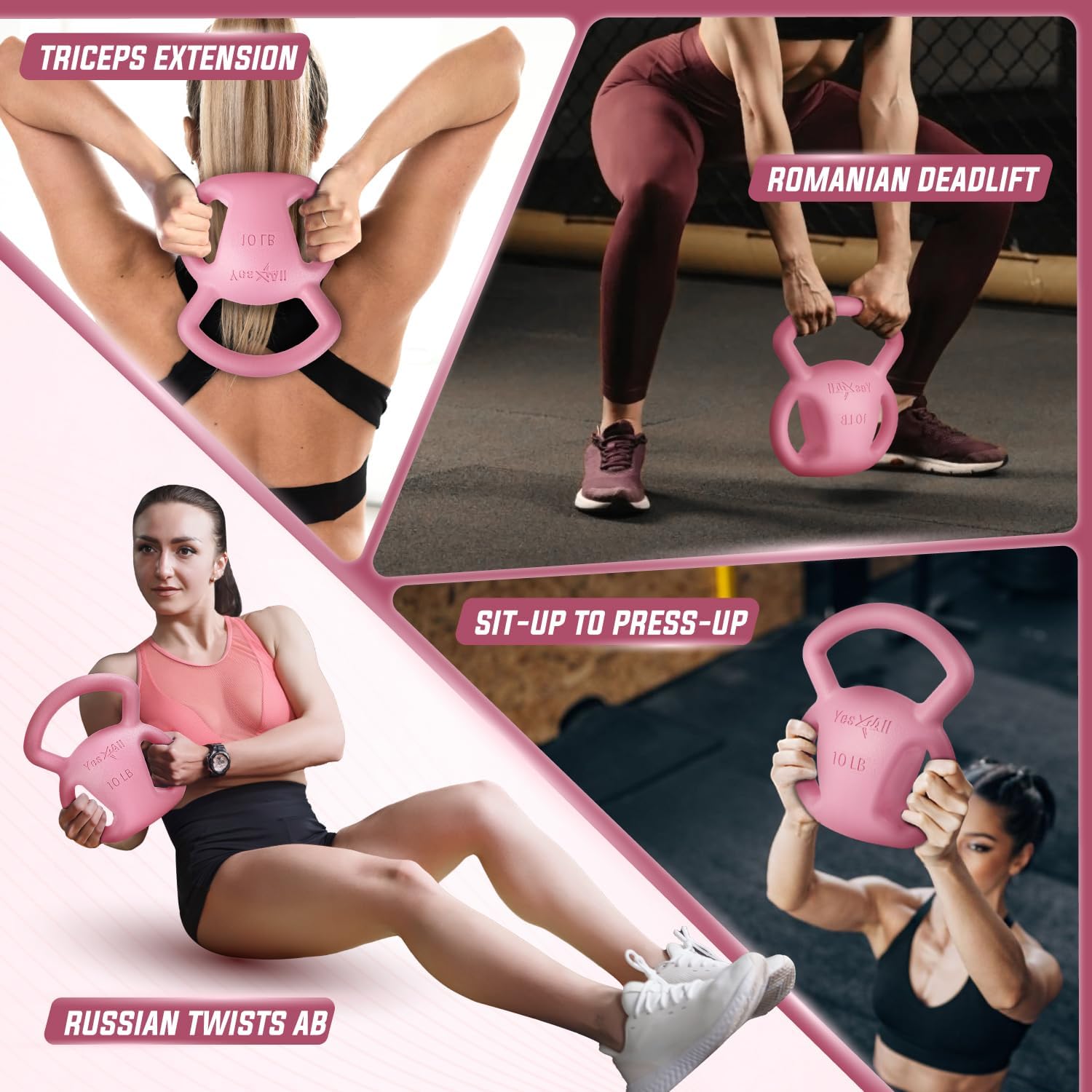 Yes4All Kettlebell 10&15lb Weight with Wide Multigrip Handle for Dumbbell Weights Exercises, Full Body Workout Equipment