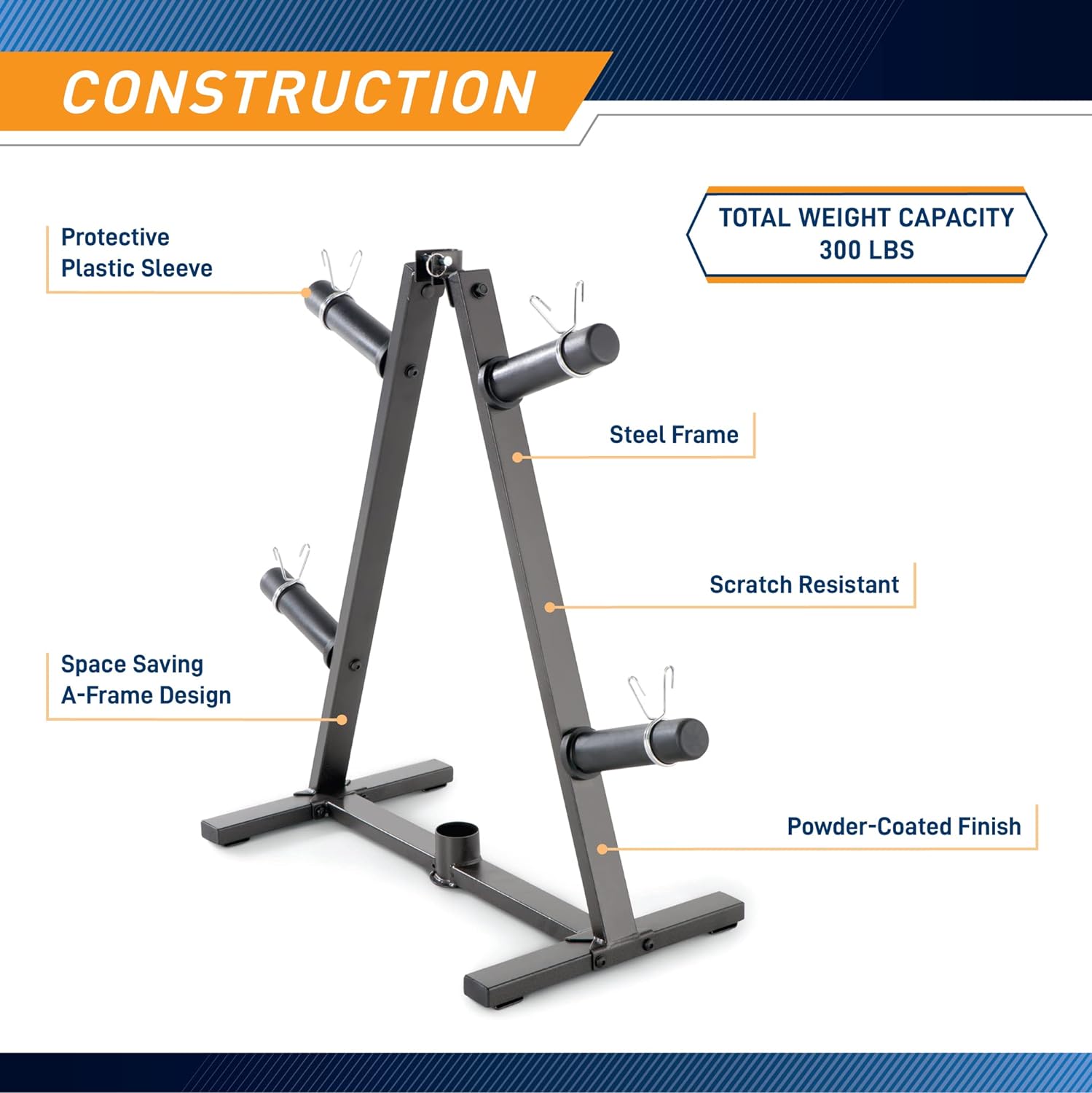 Marcy Home Gym A-frame Organizer for 2-Inch Olympic Weight Plates and Bar, 300 lbs Capacity PT-5740