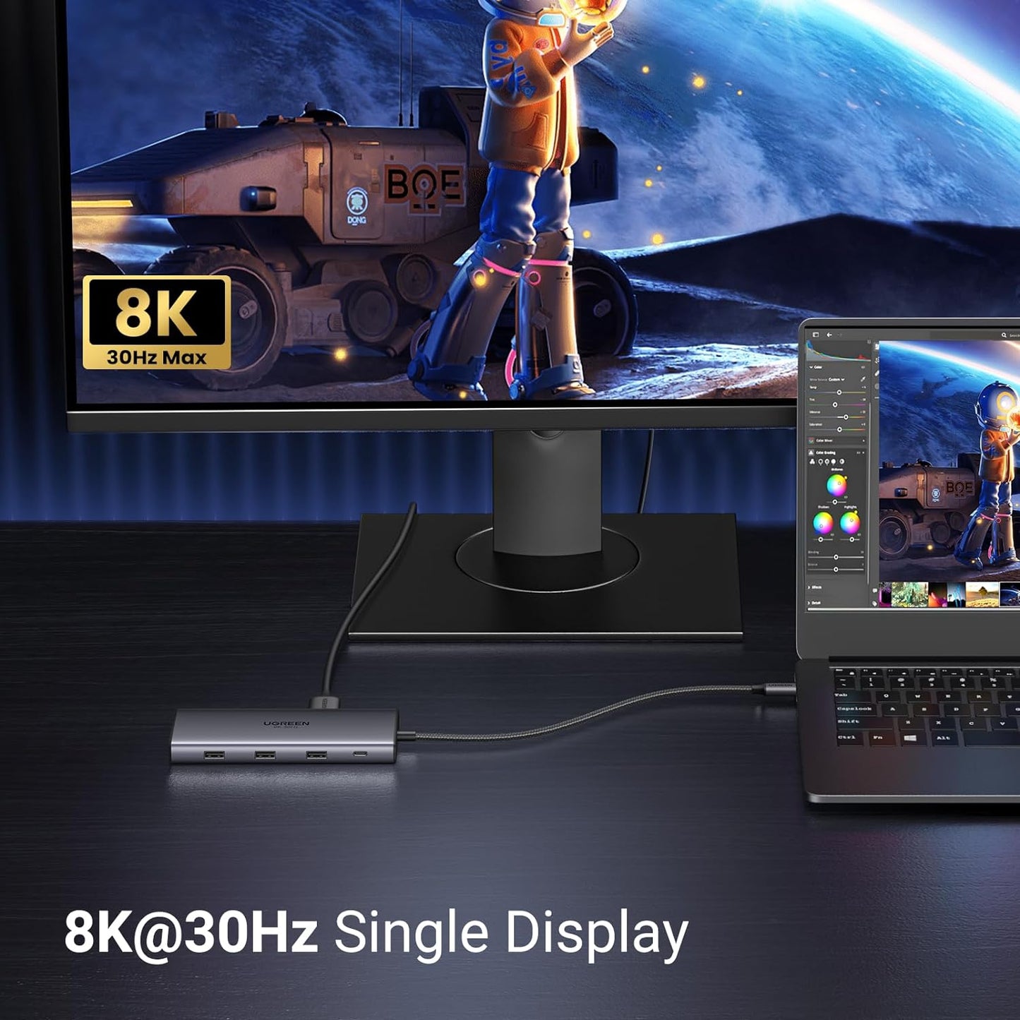 UGREEN Revodok Pro 210 Laptop Docking Station 10 in 1 USB C Dock Dual HDMI 4K@60Hz Single 8K@30Hz USB A and USB C Data Port 100W PD 1Gbps Ethernet, SD/TF Card Reader for Dell XPS Thinkpad