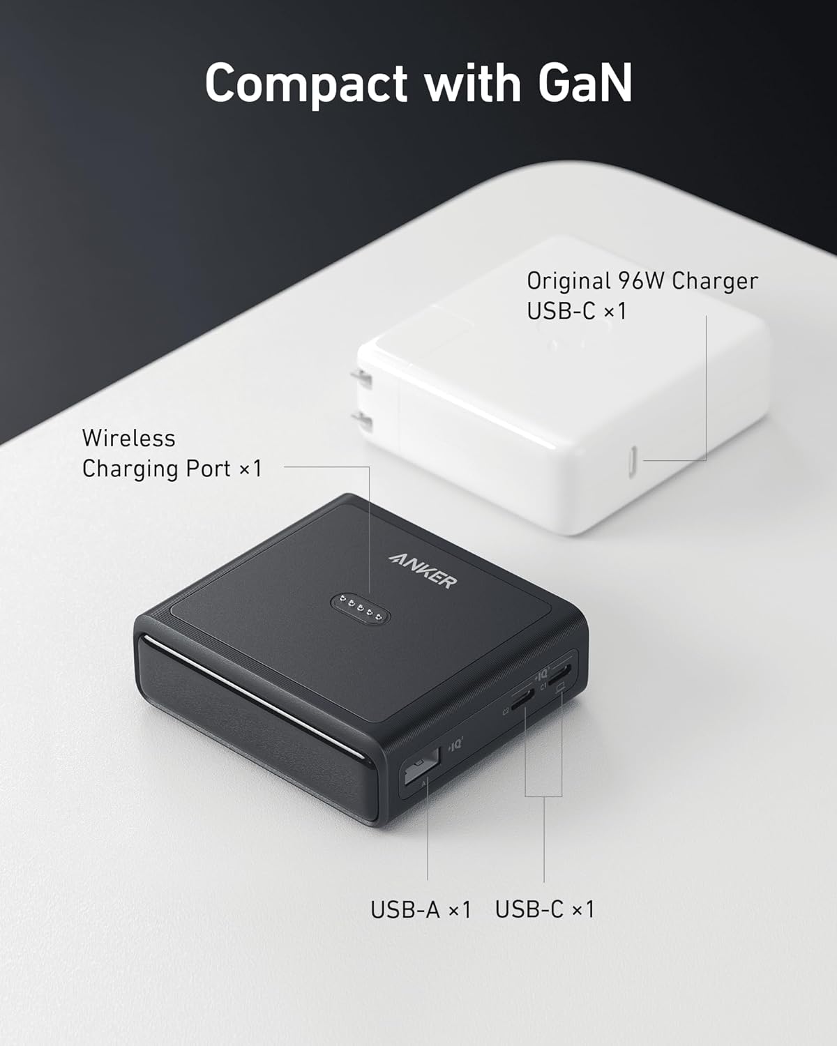 Anker Charging Base, 100W Fast Charging with 4 Ports, for Anker Prime Power Bank, Compatible with MacBook, iPhone 15/15 Plus/15 Pro/15 Pro Max/14 Series, Samsung, Pixel (Power Bank Not Included)