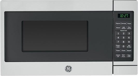 GE Countertop Microwave Oven | 0.7 Cubic Feet Capacity, 700 Watts | Kitchen Essentials for the Countertop or Dorm Room | Stainless Steel