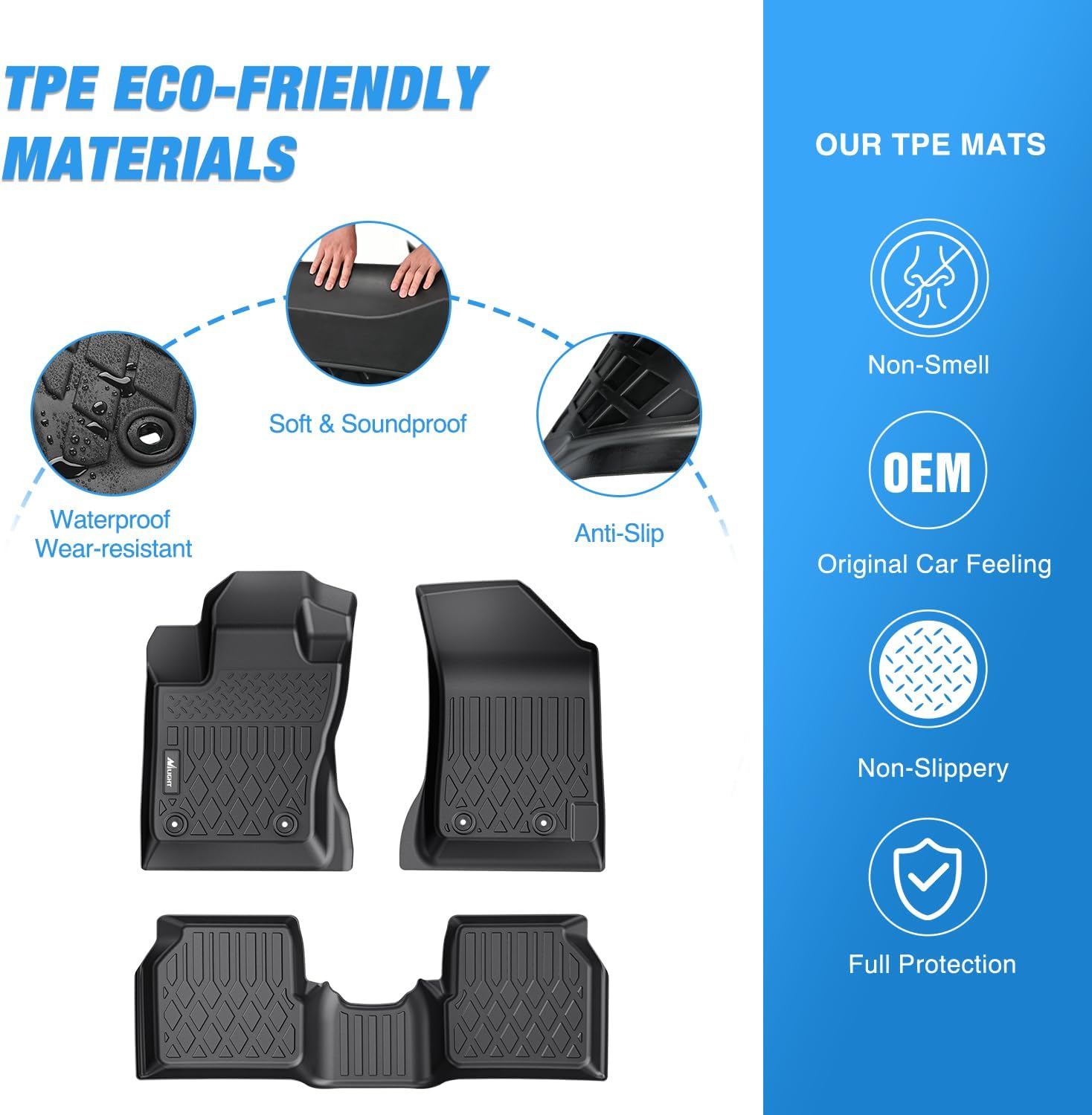 Nilight TPE Floor Mats for Jeep Compass 2017 2018 2019 2020 2021 2022 2023 2024,All Weather Custom Fit Heavy Duty Floor Liners
