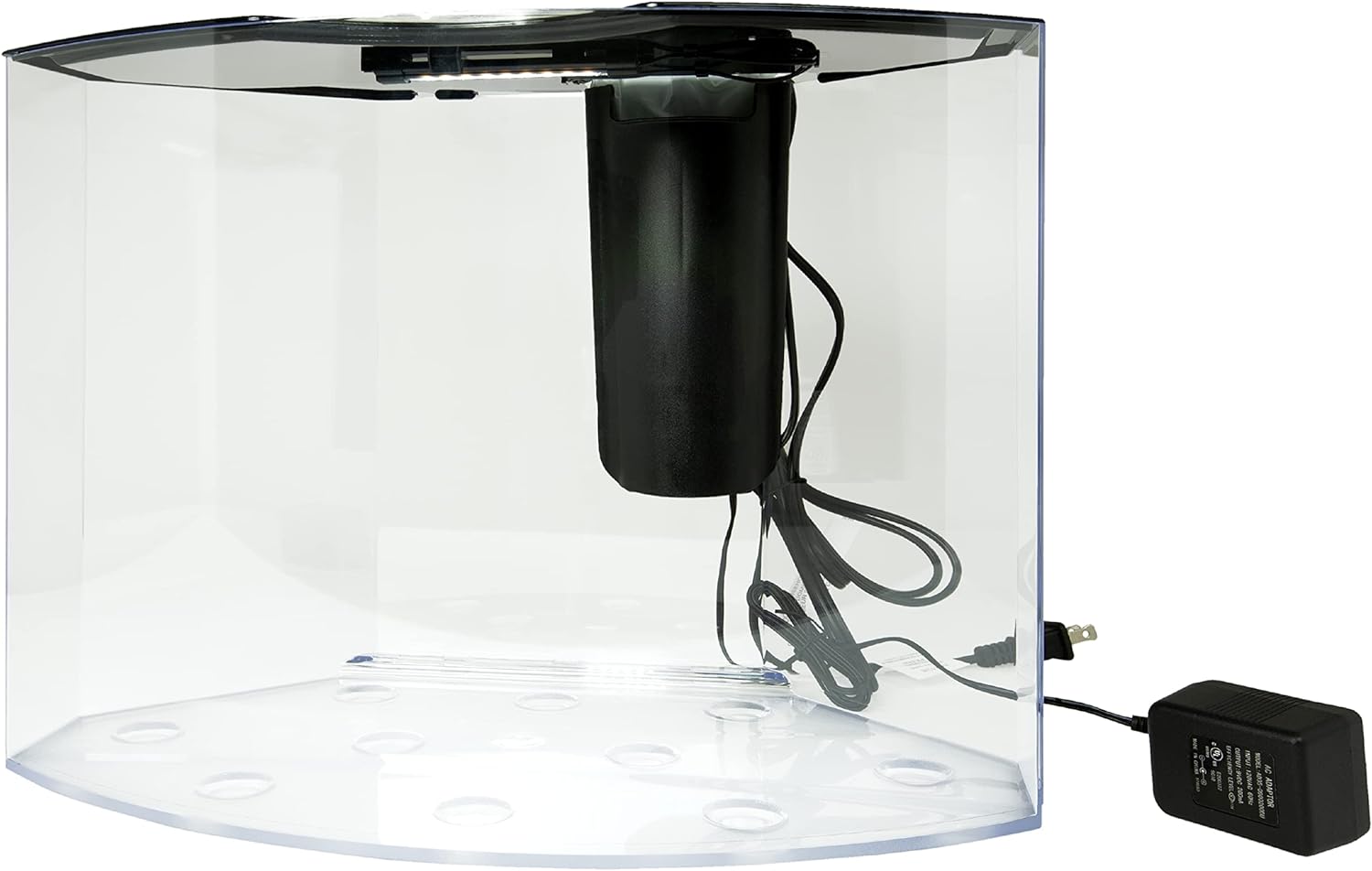Tetra Crescent aquarium Kit 5 Gallons, Curved-Front Tank With LEDs,black