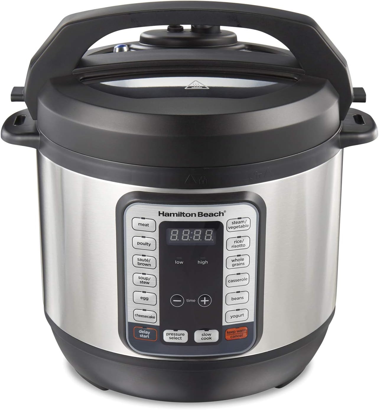 Hamilton Beach 12-in-1 Electric Pressure Cooker with True Slow Cook Technology, Sautés, Browns, Steams, Rice Function, Egg and More, 8 Quart Capacity, Stainless Steel (34508)