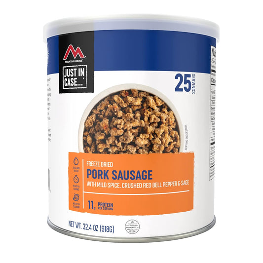 Mountain House Pork Sausage #10 Can | Freeze Dried Survival & Emergency Food | 25 Servings