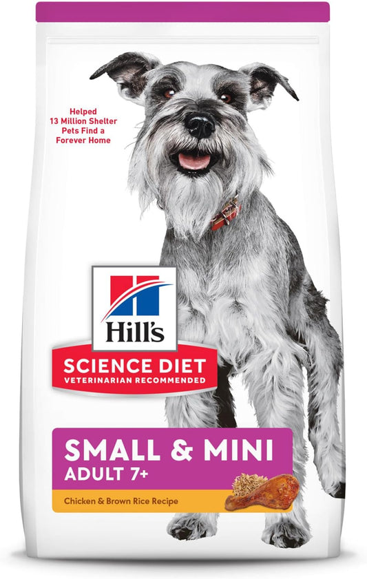 Hill's Science Diet Dry Dog Food, Adult 7+ for Senior Dogs, Small & Mini, Chicken & Brown Rice Recipe, 15.5 lb. Bag