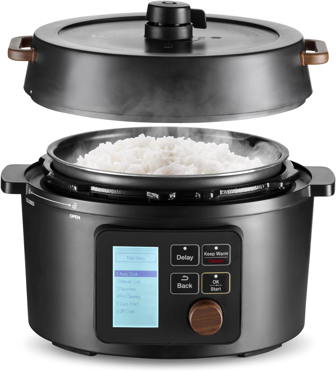 IRIS USA Pressure Rice Cooker Japanese 3 Qt. and 8-in-1 Electric Pressure Cooker, Slow Cooker, Rice Cooker, Steamer, Sear & Sauté, for 2-3 People with Over 110 Pre-Programmed Recipes, Black