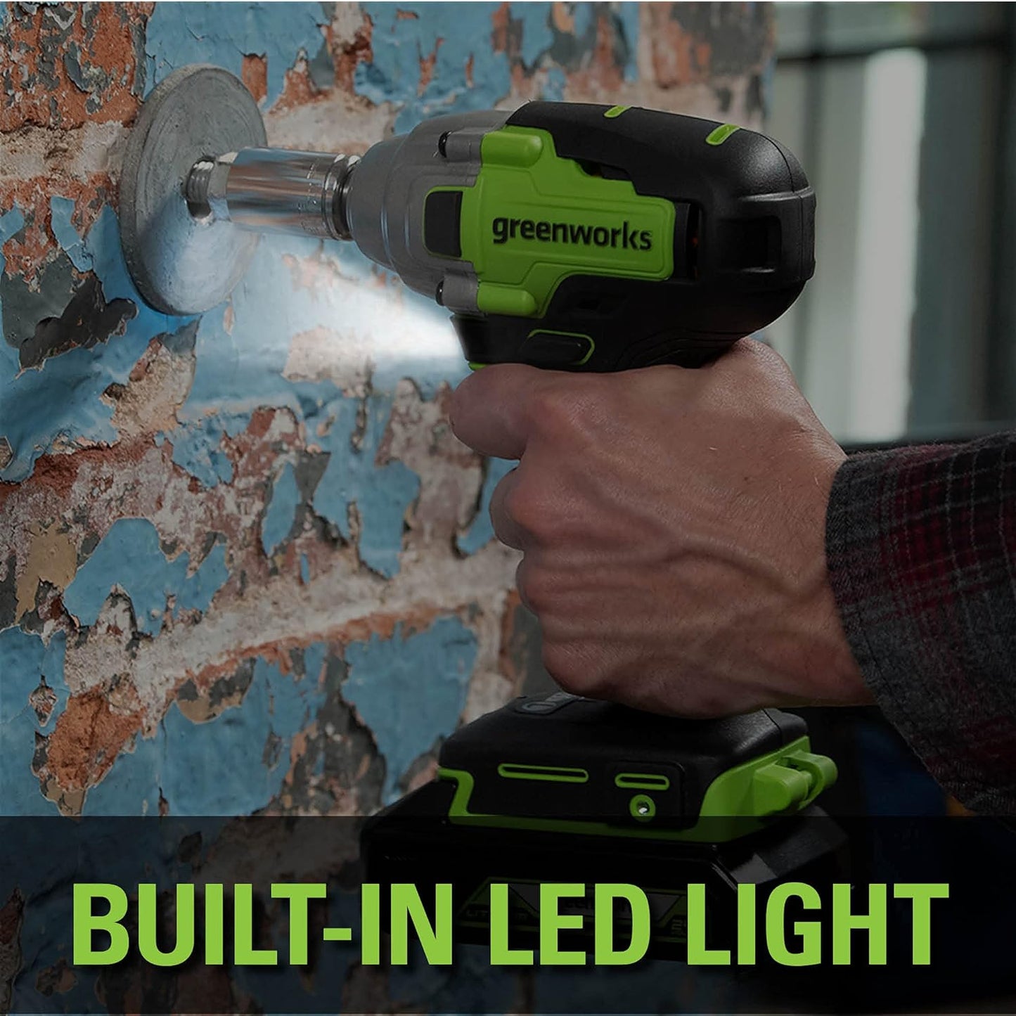 Greenworks 24V Brushless 1\/2" Cordless Impact Wrench (3 Speed \/ 300 ft.-lbs. \/ LED Light), Tool Only