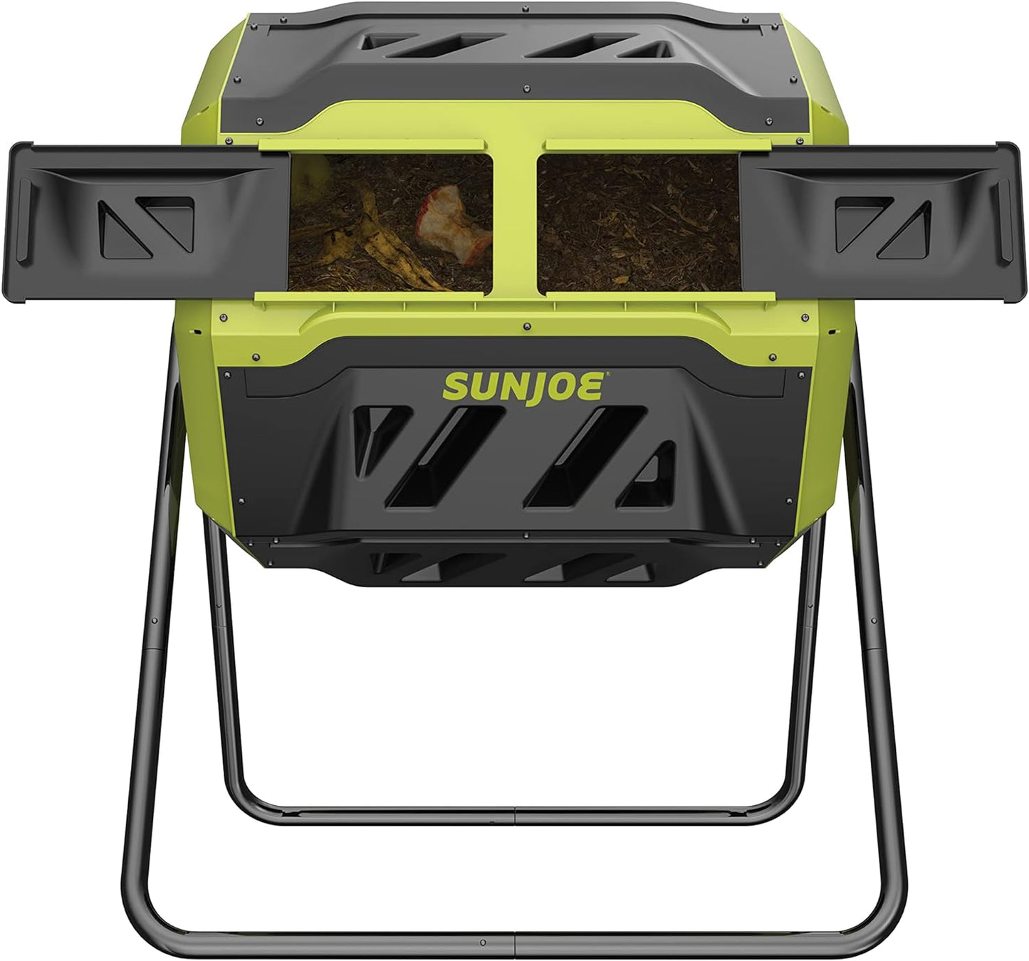 Sun Joe SJ-CMPS1 All-Season Outdoor Tumbling Composter, Dual Sliding Chamber, 42-Gallon, 2-10 Weeks, BPA-Free Material