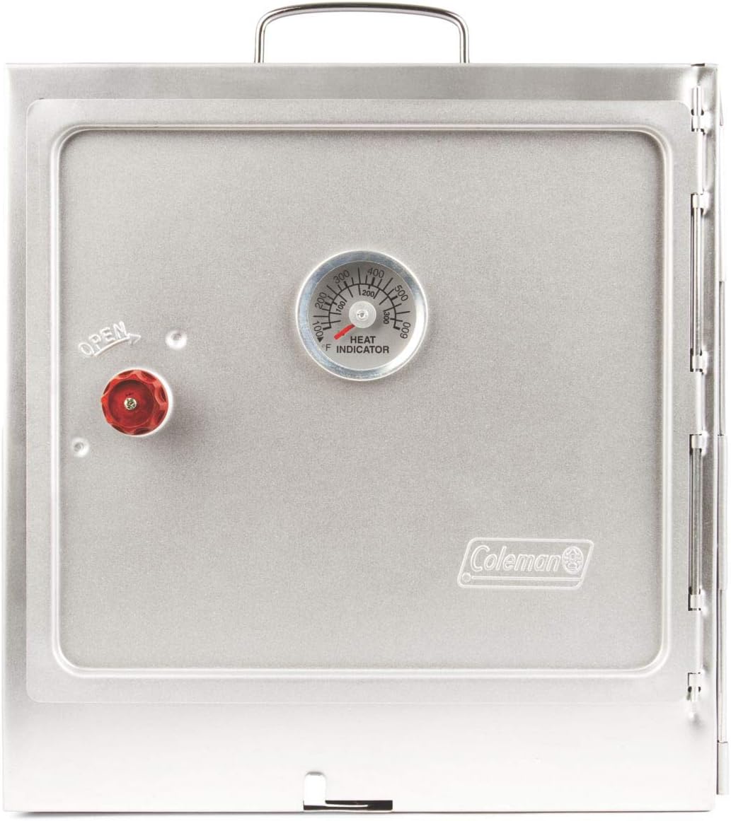 Coleman Portable Camping Oven with Thermometer & Adjustable 10 Sq. In. Rack, Designed to Sit on Top of Camp Stoves or Fire