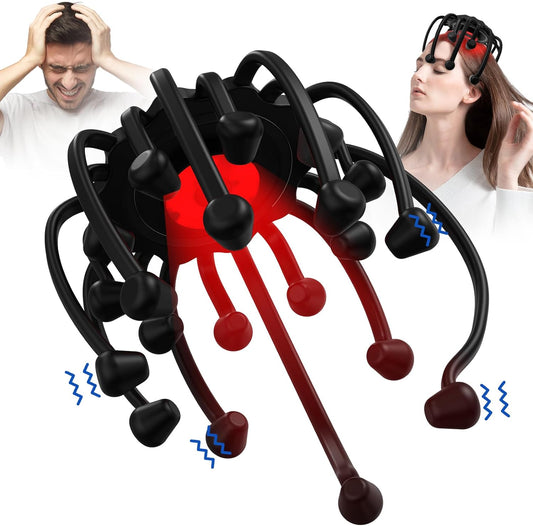 iKeener Electric Scalp Massager Head Massager with Red Light,Cordless Bluetooth Head Massage with 5 Modes&20 Vibration Contacts for Stress Relief,Relaxation,Deep Sleep, Headaches
