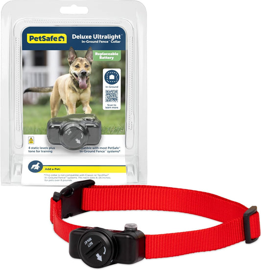 PetSafe\u202FBasic In-Ground Fence\u202FBattery-Operated Receiver Collar\u202Ffor Dogs & Cats, Lightweight, Waterproof, From The Parent Company of Invisible Fence Brand, 4 Levels of Static Correction, Pets 8\u202Flb\u202F& Up