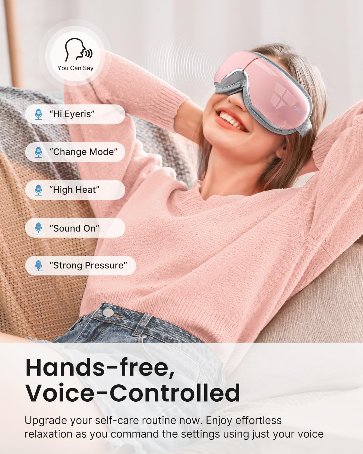 RENPHO Eyeris 1V - Voice Controlled Eye Massager for Migraines, Bluetooth Music Heated Eye Care Machine, Relax & Reduce Eye Strain Dark Circles Eye Bags, Face Massager, Gifts for Women\/Mom