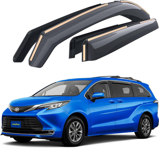 Goodyear Shatterproof in-Channel Window Deflectors for Toyota Sienna 2021-2024, Rain Guards, Window Visors for Cars, Vent Deflector, Car Accessories, 4 pcs - GY007837