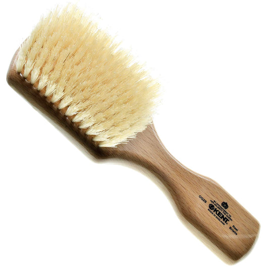 Kent OG2S Beechwood Soft Bristle Hair Brush and Facial Brush for Beard Care - Exfoliating Soft White Natural Boar Bristle Brush for Mens Grooming, Hair Care, and Beard Straightener for Men's Skin Care