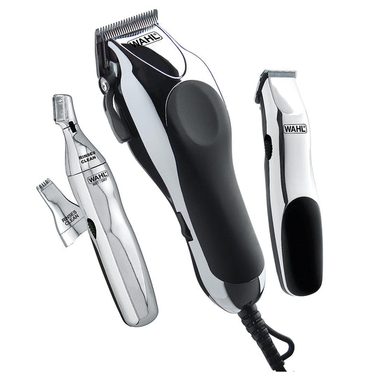 Wahl USA Clipper Home Barber Kit Electric Corded Clipper and Battery Touch Up Trimmer & Personal Groomer, 30 Piece Kit for Haircutting at Home – Model 79524-3001P