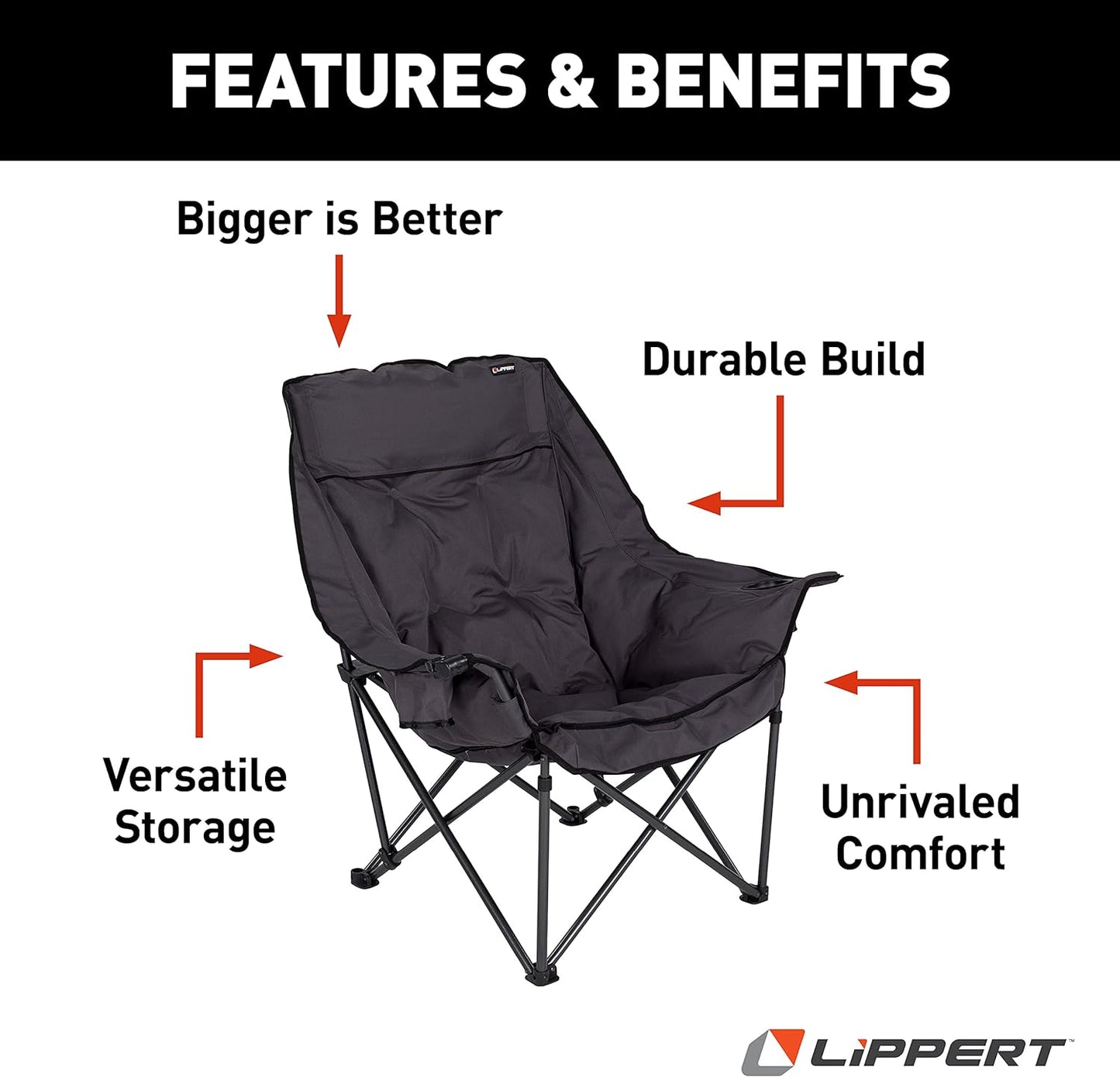 Lippert Components Big Bear Padded Camping Chair with Carry Bag