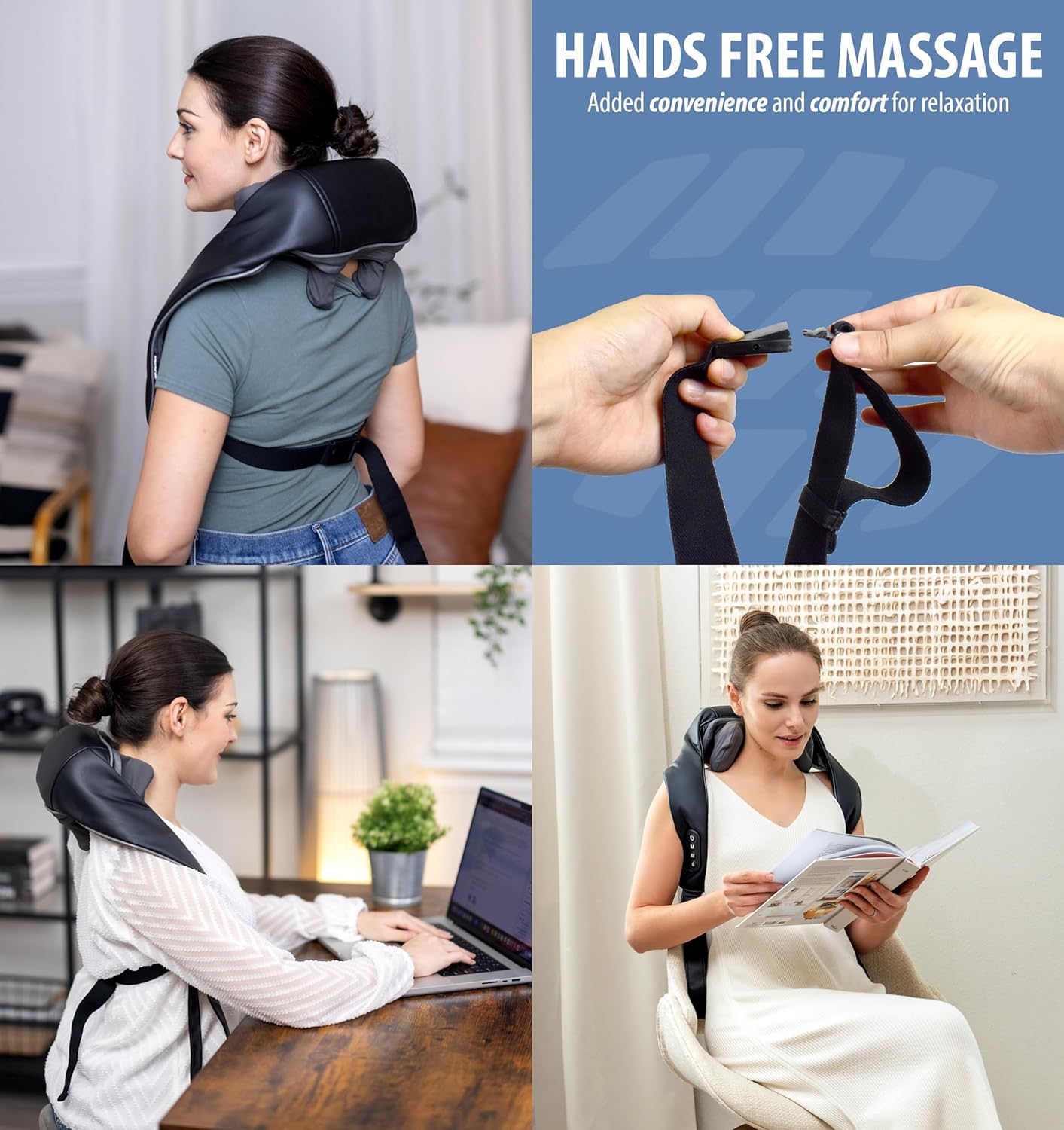 Zyllion Shiatsu Neck and Shoulder Massager with Heat - Cordless Rechargeable 4D Kneading Deep Tissue Massage, Speed Control, 2 Modes for Muscle Pain Relief on Back, Legs, Foot - Black (ZMA-36)