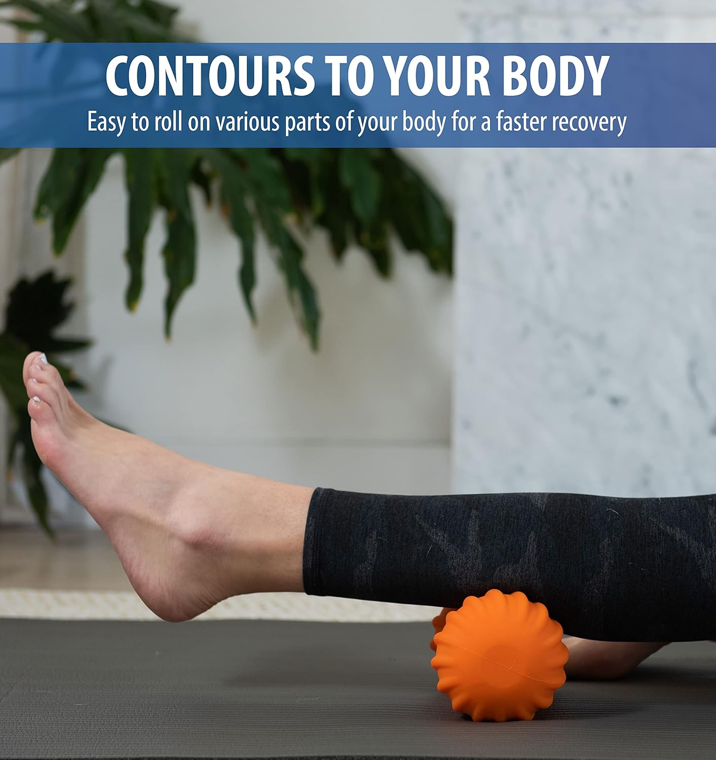 Zyllion Vibrating Peanut Massage Ball - Rechargeable Double Lacrosse Muscle Foam Roller for Physical Therapy, Myofascial Trigger Point Release, Plantar Fasciitis - Orange (ZMA-30)