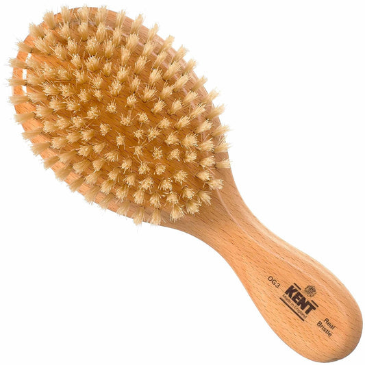 Kent OG3 Finest Men's Hair Brush and Facial Brush for Beard Care - 100% Natural White Boar Bristle Brush for Mens Grooming, Scalp Brush, 360 Wave, and Beard Straightener For Men's Hair Care