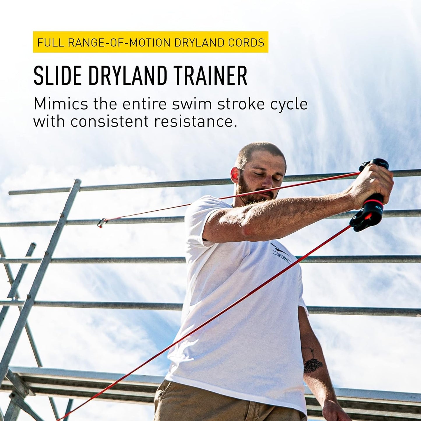 FINIS Slide Dryland Trainer - Resistance Training Exercise Bands to Improve Strength and Form - Dual-Handled Resistance Stretch Bands for All Ages