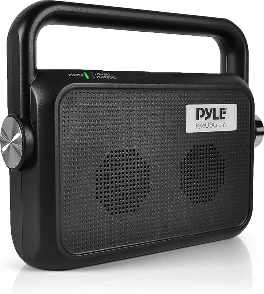 Pyle Wireless Portable Speaker Soundbox - 2.4ghz Full Range Stereo Sound Digital TV MP3 iPod Analog Cable w/ Headset Jack Voice Enhancing Audio Hearing Assistance - PTVSP18BK