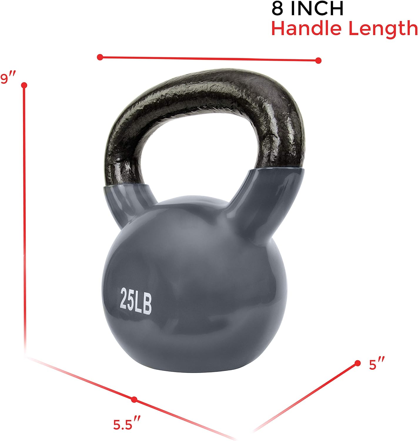 Sunny Health & Fitness Vinyl Coated Kettlebell for Strength Weight Training Available in 5LB, 10LB, 15LB, 20LB, 25LB