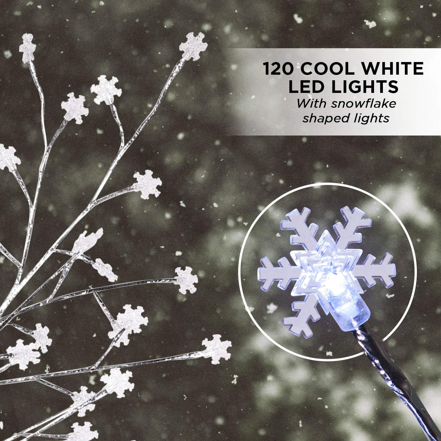 Alpine Corporation 58" H Indoor/Outdoor Frosty Christmas Snowflake Tree with LED Lights