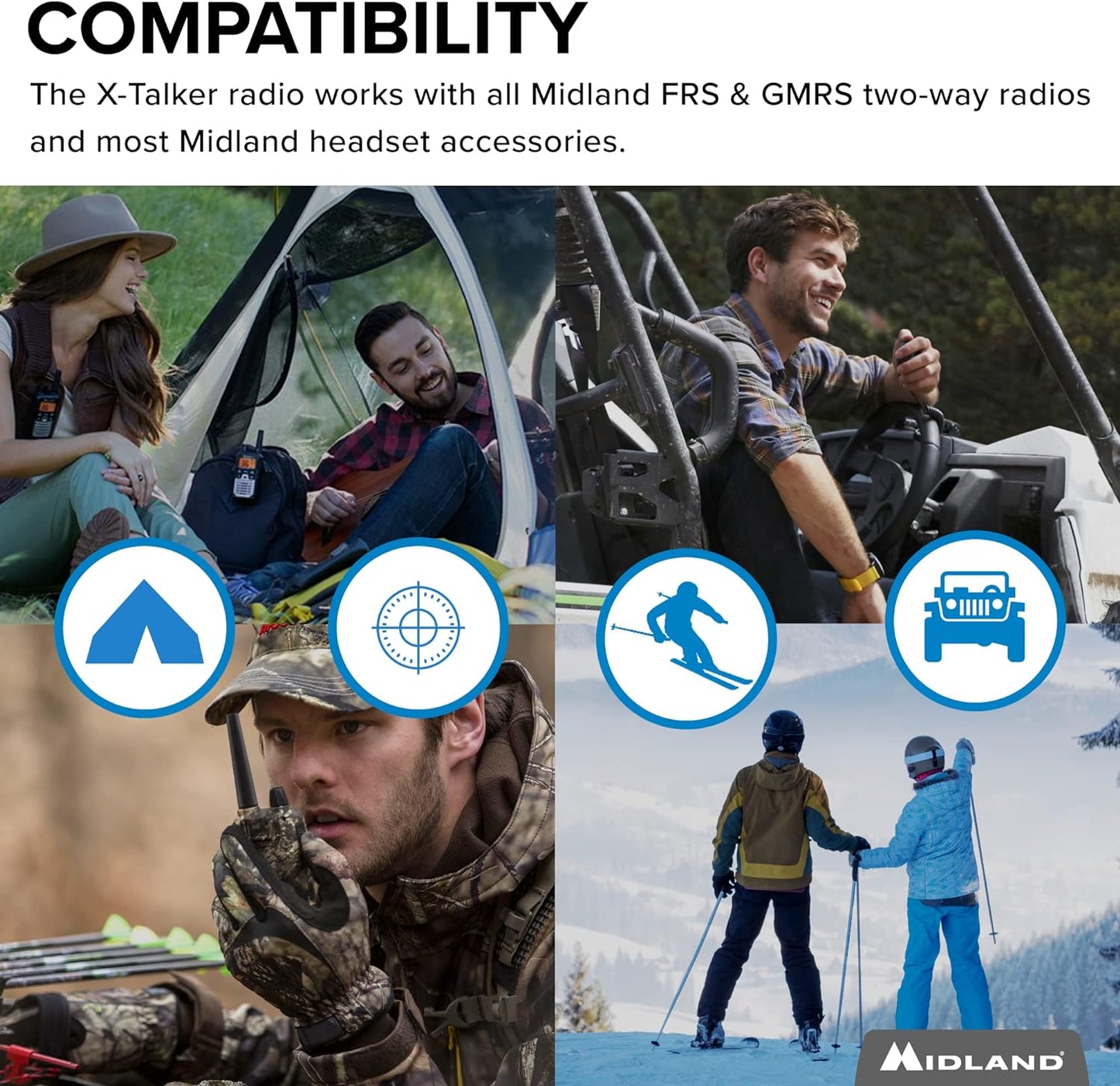 Midland -T51X3VP3 X-TALKER Walkie-Walkie - Long Range Two Way Radio for Camping Hiking Hand Held RZR FRS Compact Radio UTV communication NOAA Weather Scan - Black\/Orange, 3 Radios