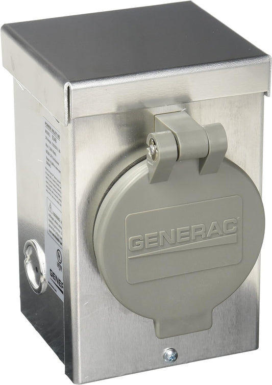 Generac 6346 30-Amp 125/250V Aluminum Power Inlet Box - Weather-Resistant Outdoor Generator Connection