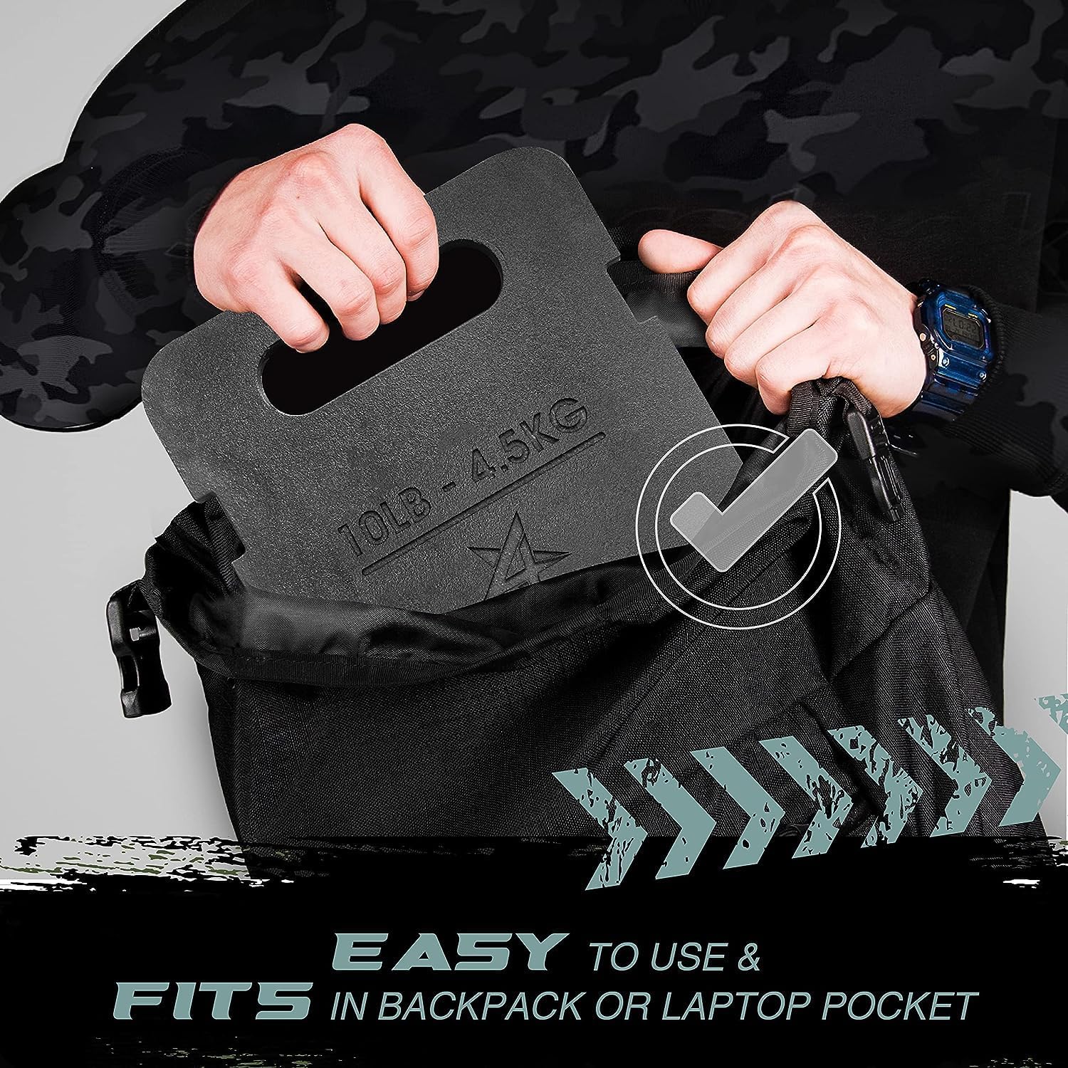Yes4All Adjustable Ruck Plate with Straps for Rucking, Swings, Squat & Strength Training - Multiple Weights: 10LB to 40LB