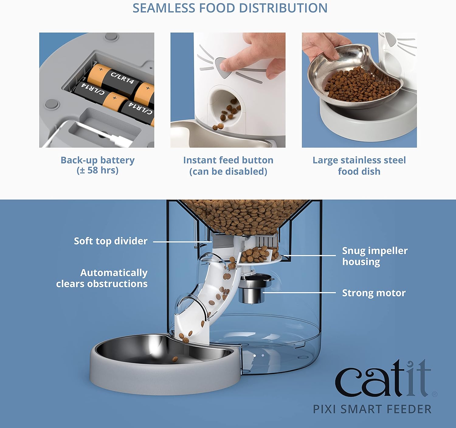 Catit PIXI Smart Feeder – Automatic and Customizable Feeding Schedule with App Support, White